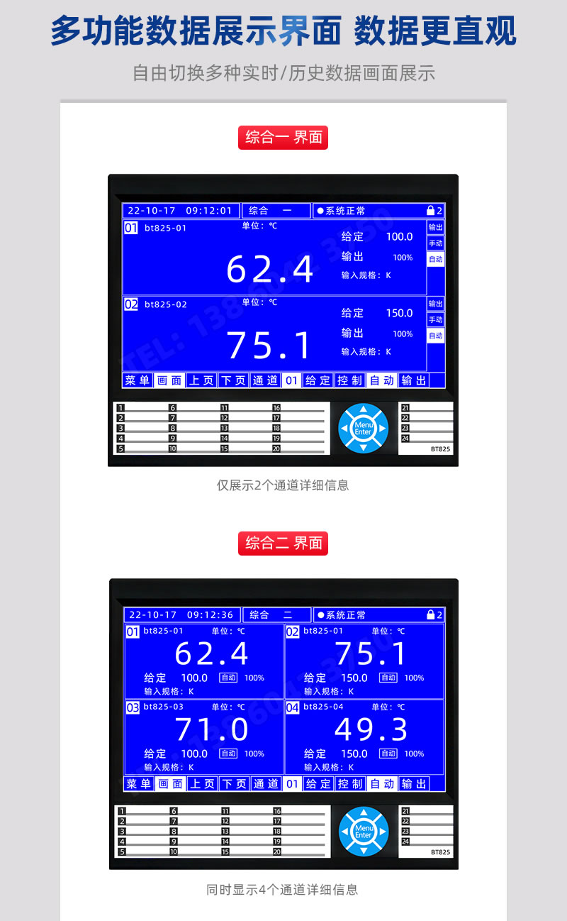 1個(gè)/4個(gè)通道信息信息展示